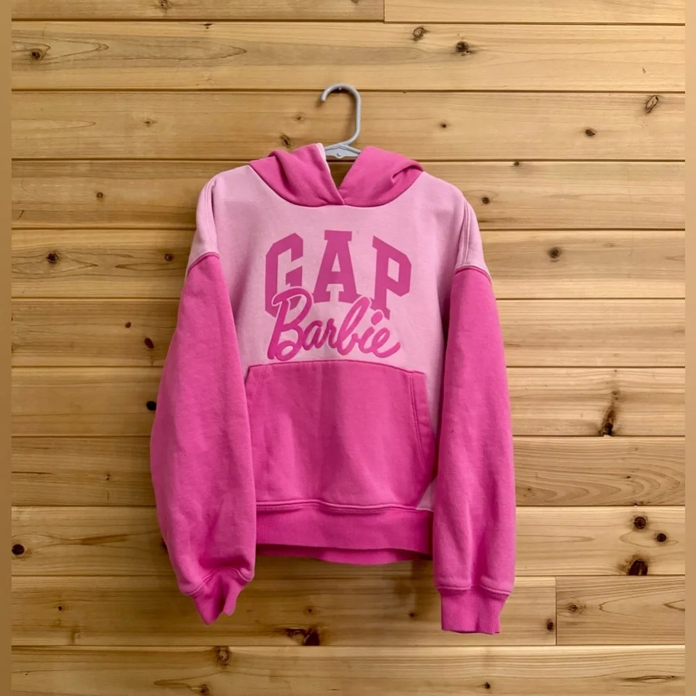 GAP 8/9 Pink Colorblock Barbie Pullover Hoodie Barbiecore Girly Preppy Cozy